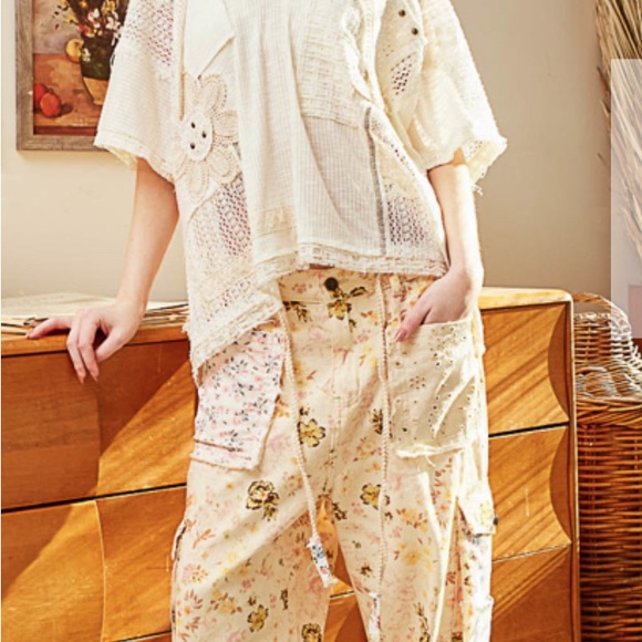 POL Cream Embroidered Knit Patchwork Hoodie - Picture 3 of 3